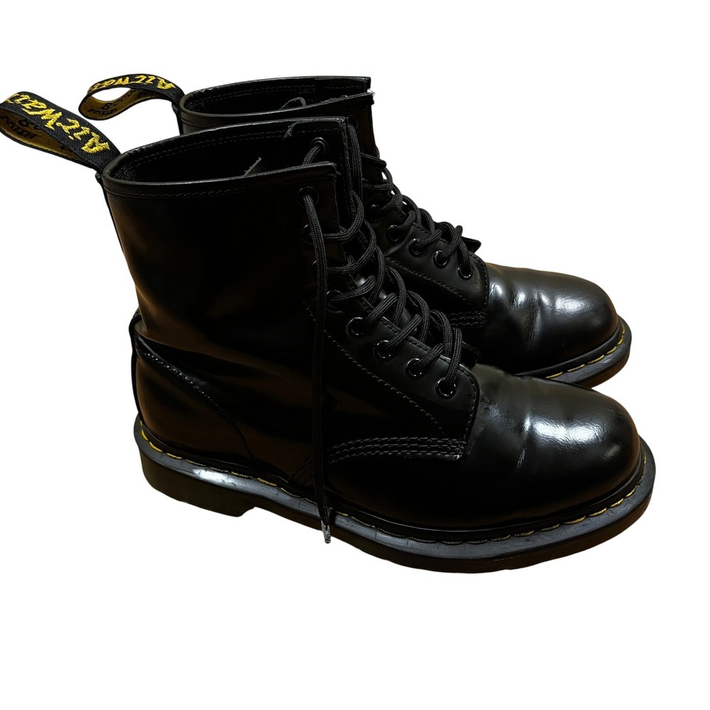 Dr. Martens 1460 Black Smooth Leather 8-Eye Lace Up Combat Boots Mens 7 Womens 8